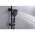 Black Square Shower Mixer Set With Marble Shelf